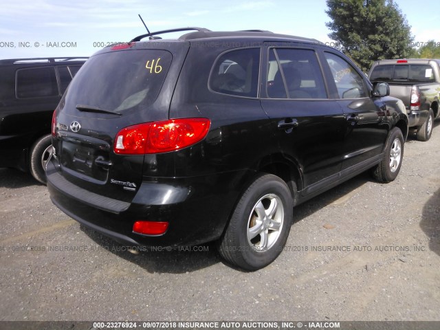 5NMSG73D18H196344 - 2008 HYUNDAI SANTA FE GLS BLACK photo 4