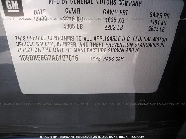 1G6DK5EG7A0107016 - 2010 CADILLAC CTS PERFORMANCE COLLECTION Серый фото 9