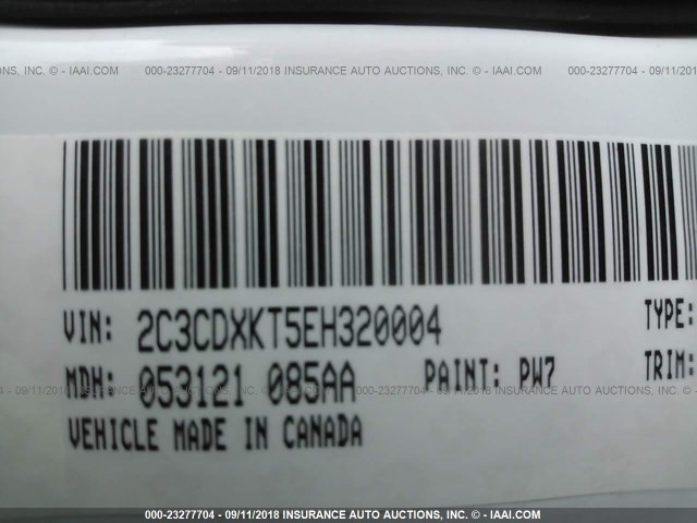 2C3CDXKT5EH320004 - 2014 DODGE CHARGER POLICE WHITE photo 9