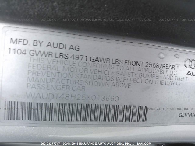 WAUDT48H25K013660 - 2005 AUDI A4 SILVER photo 9