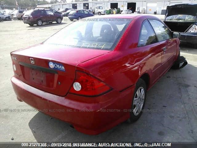 1HGEM22114L048205 - 2004 HONDA CIVIC DX VP RED photo 4