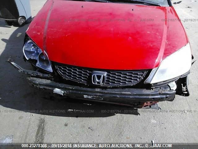 1HGEM22114L048205 - 2004 HONDA CIVIC DX VP RED photo 6