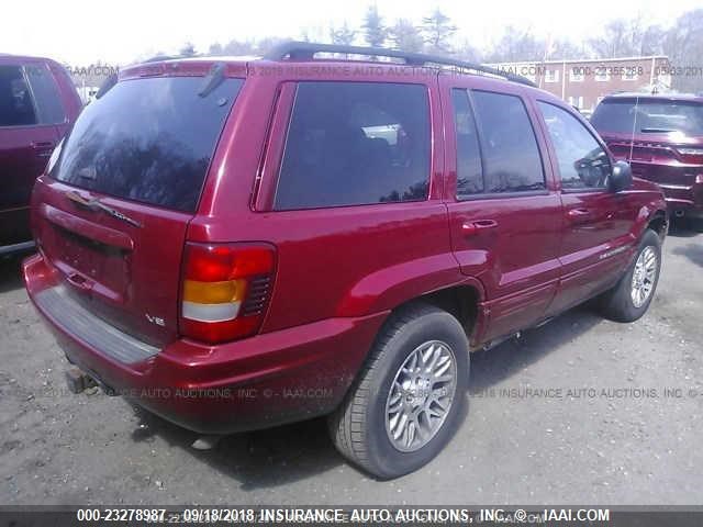 1J8GW58N22C289726 - 2002 JEEP GRAND CHEROKEE LIMITED RED photo 4