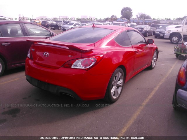 KMHHT6KD1CU067924 - 2012 HYUNDAI GENESIS COUPE 2.0T RED photo 4