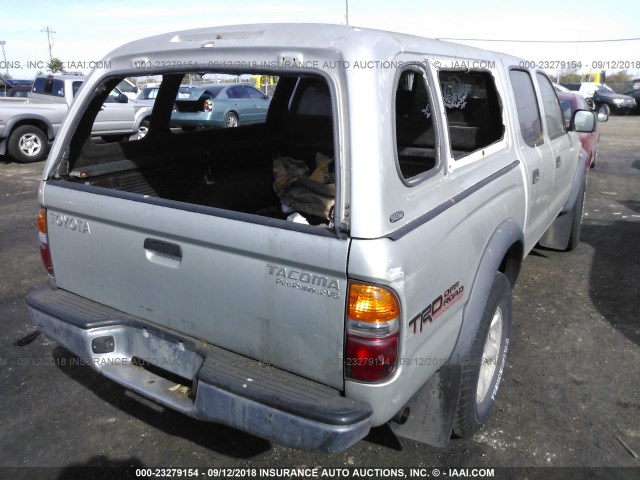 5TEGN92N84Z387545 - 2004 TOYOTA TACOMA DOUBLE CAB PRERUNNER SILVER photo 4