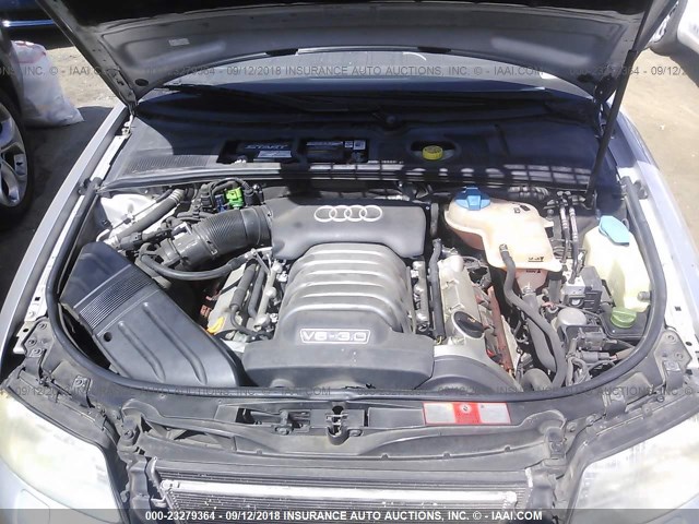 WAUJT68E24A055271 - 2004 AUDI A4 3.0 ვერცხლისფერი ფოტო 10