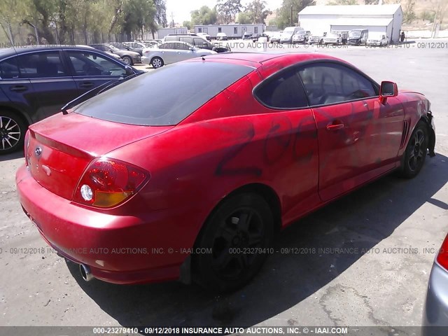 KMHHM65D83U037652 - 2003 HYUNDAI TIBURON RED photo 4