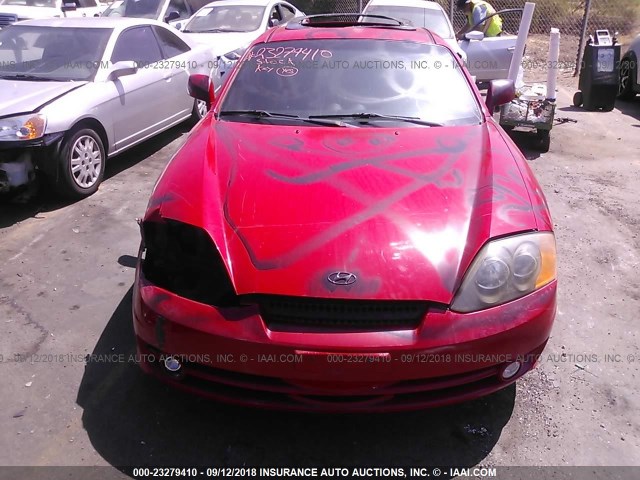 KMHHM65D83U037652 - 2003 HYUNDAI TIBURON RED photo 6