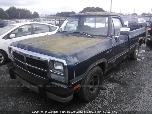 1B7HE16Z8PS113659 - 1993 DODGE D-SERIES D150 BLUE photo 2