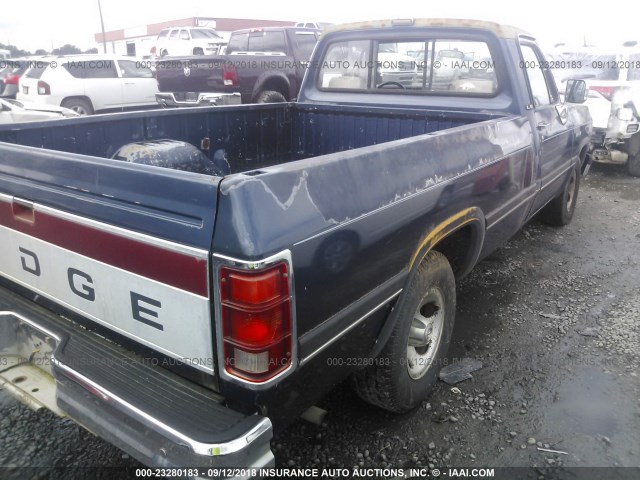 1B7HE16Z8PS113659 - 1993 DODGE D-SERIES D150 BLUE photo 4