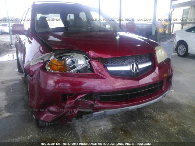 2HNYD18605H536224 - 2005 ACURA MDX TOURING RED photo 6