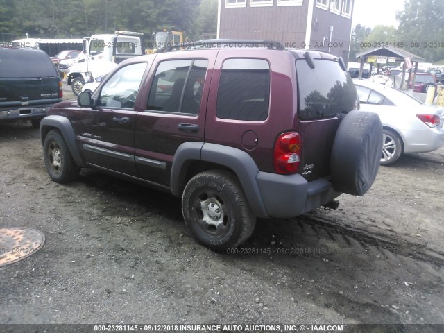 1J4GL48K43W583414 - 2003 JEEP LIBERTY SPORT/FREEDOM MAROON photo 3