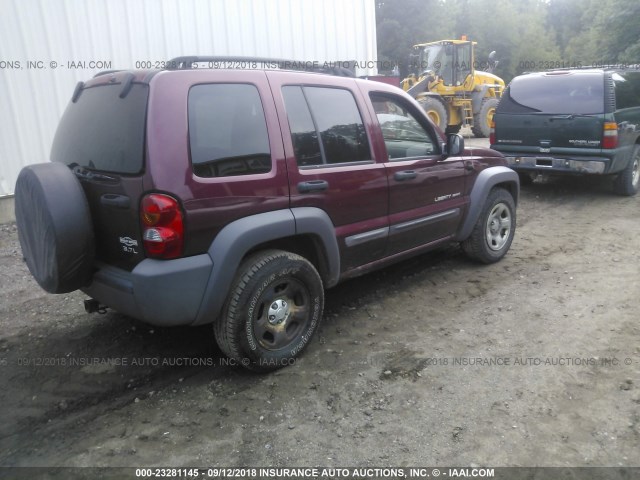 1J4GL48K43W583414 - 2003 JEEP LIBERTY SPORT/FREEDOM მუქწითელი ფოტო 4