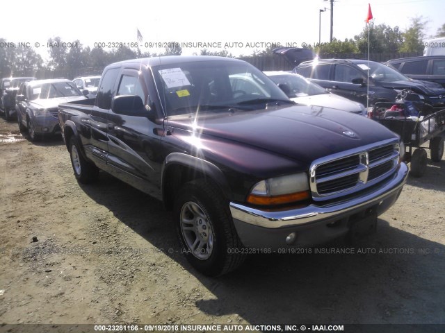 1D7GL42N54S654031 - 2004 DODGE DAKOTA SLT BURGUNDY photo 1