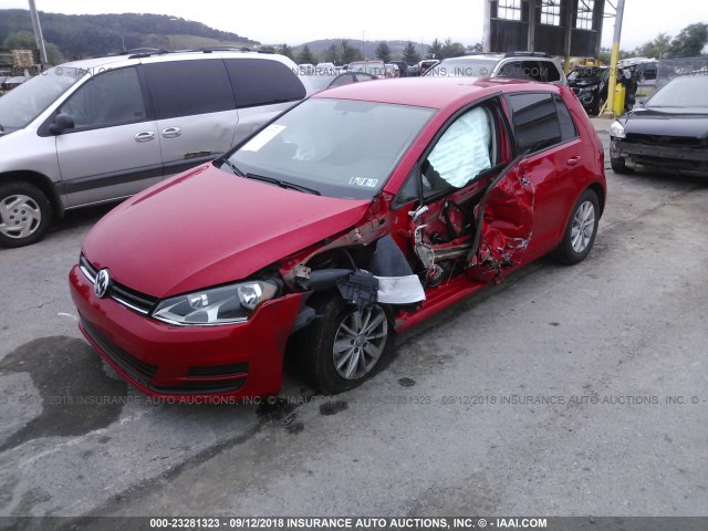 3VW217AU3GM044241 - 2016 VOLKSWAGEN GOLF S/SE/SEL RED photo 2