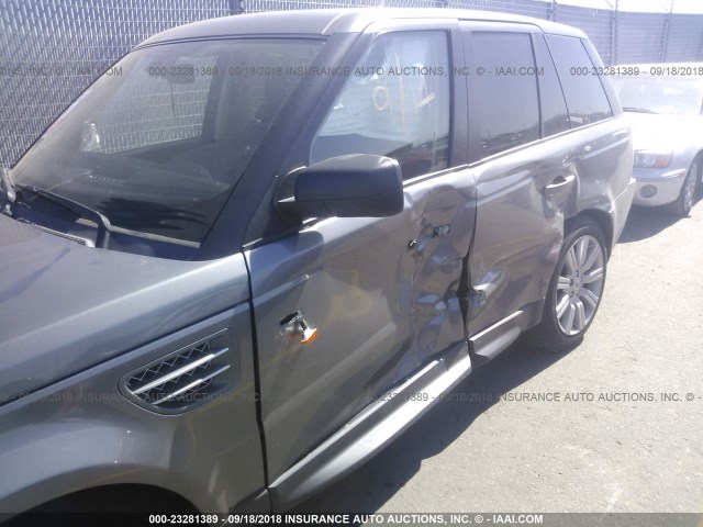 SALSH23498A168424 - 2008 LAND ROVER RANGE ROVER SPORT SUPERCHARGED GRAY photo 6