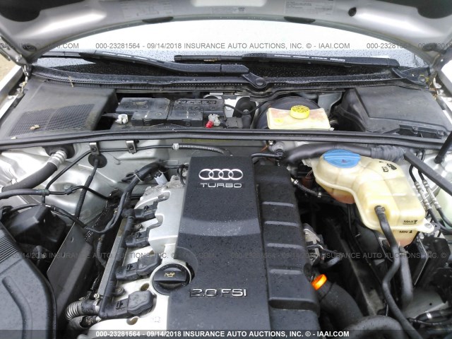 WAUDF78E55A534697 - 2005 AUDI A4 2.0T QUATTRO SILVER photo 10