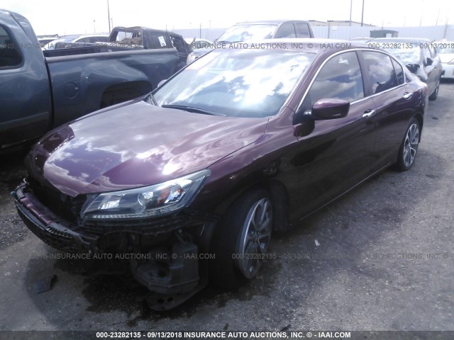 1HGCR2F53EA064179 - 2014 HONDA ACCORD SPORT BURGUNDY photo 2