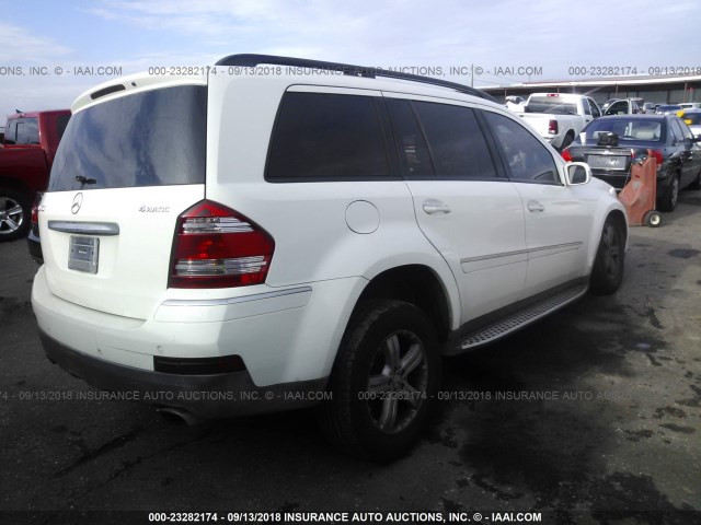 4JGBF71E97A142860 - 2007 MERCEDES-BENZ GL 450 4MATIC WHITE photo 4