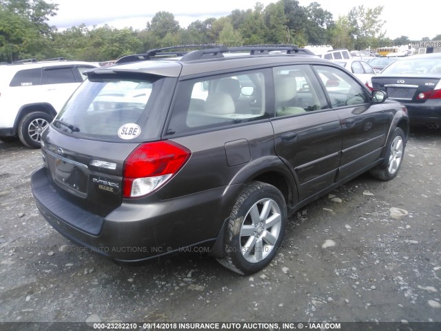 4S4BP61C687335911 - 2008 SUBARU OUTBACK 2.5I BROWN photo 4