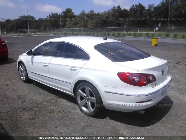 WVWHN7AN3CE500507 - 2012 VOLKSWAGEN CC LUXURY WHITE photo 3