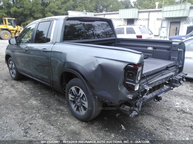 5FPYK2F60HB011069 - 2017 HONDA RIDGELINE RTL GRAY photo 3