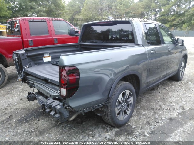 5FPYK2F60HB011069 - 2017 HONDA RIDGELINE RTL GRAY photo 4