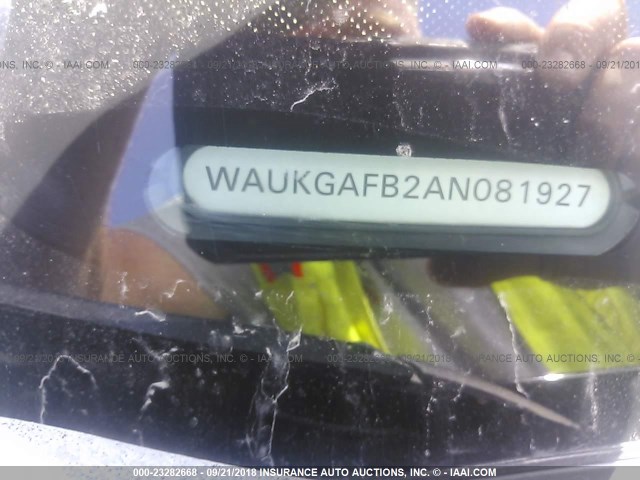 WAUKGAFB2AN081927 - 2010 AUDI A6 PRESTIGE შავი ფოტო 9