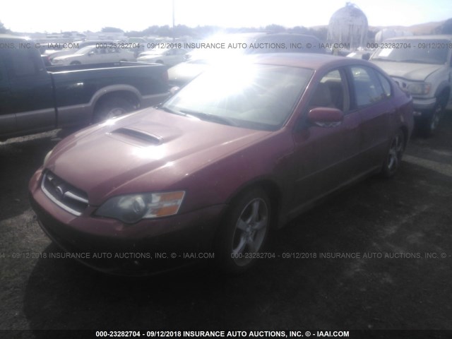 4S3BL676356205121 - 2005 SUBARU LEGACY GT LIMITED RED photo 2