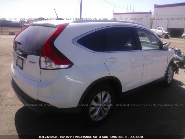 5J6RM4H74DL078588 - 2013 HONDA CR-V EXL WHITE photo 4