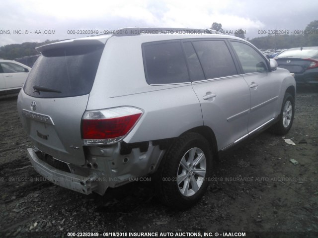 5TDBK3EH9CS144554 - 2012 TOYOTA HIGHLANDER SE SILVER photo 4