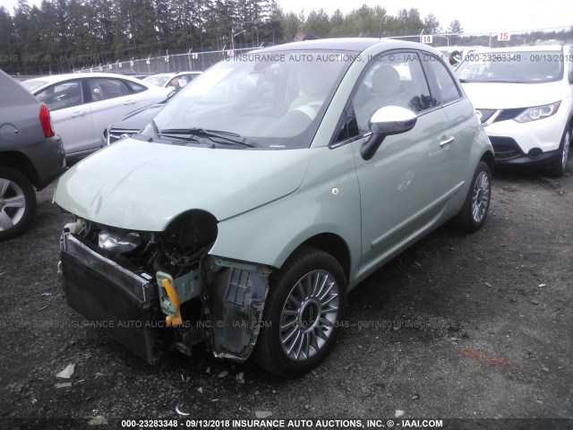 3C3CFFCR4DT629315 - 2013 FIAT 500 LOUNGE GREEN photo 2