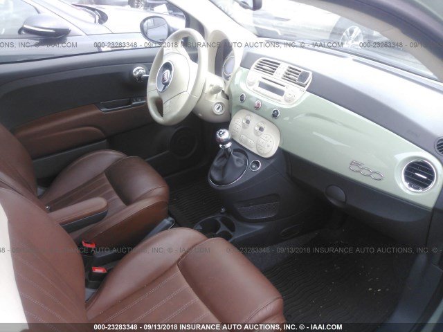 3C3CFFCR4DT629315 - 2013 FIAT 500 LOUNGE GREEN photo 5