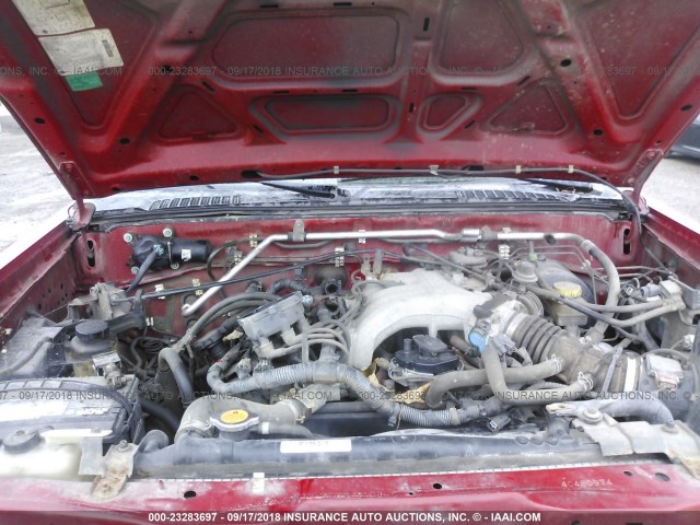 1N6ED26Y14C480974 - 2004 NISSAN FRONTIER KING CAB XE V6 RED photo 10