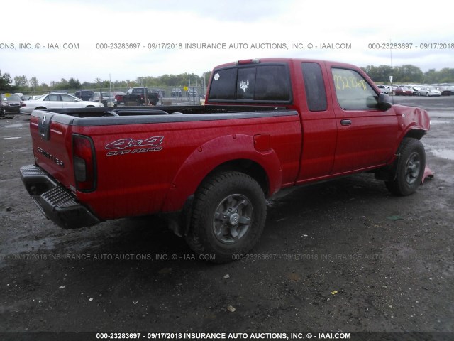 1N6ED26Y14C480974 - 2004 NISSAN FRONTIER KING CAB XE V6 RED photo 4