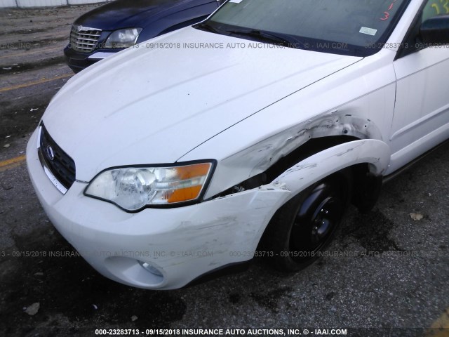 4S4BP61C867336068 - 2006 SUBARU LEGACY OUTBACK 2.5I WHITE photo 6