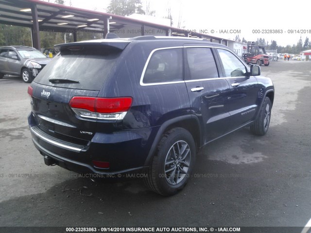 1C4RJFBG9JC178734 - 2018 JEEP GRAND CHEROKEE LIMITED Dark Blue photo 4