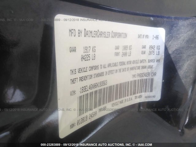 1B3EL46X06N193563 - 2006 DODGE STRATUS SXT Dark Blue photo 9