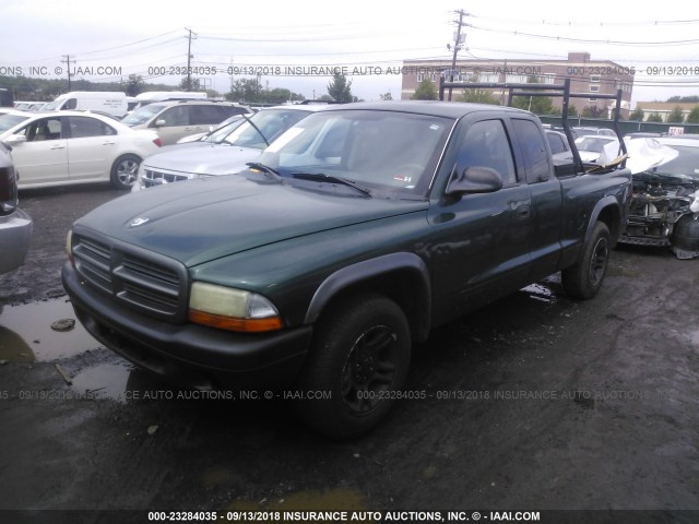 1B7GL12X02S588902 - 2002 DODGE DAKOTA SXT GREEN photo 2