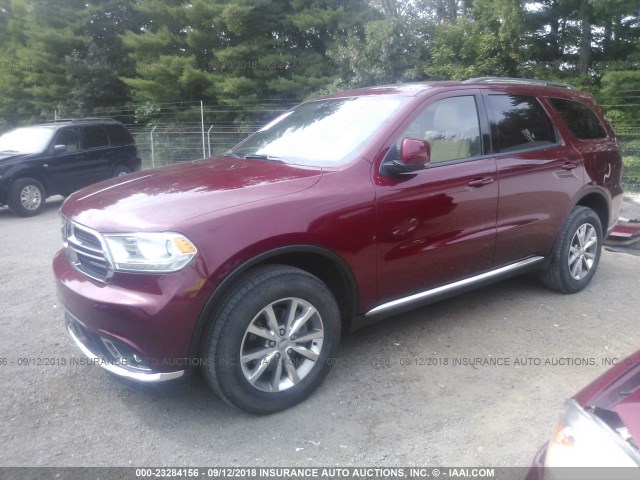 1C4RDJDG3FC133173 - 2015 DODGE DURANGO LIMITED MAROON photo 2