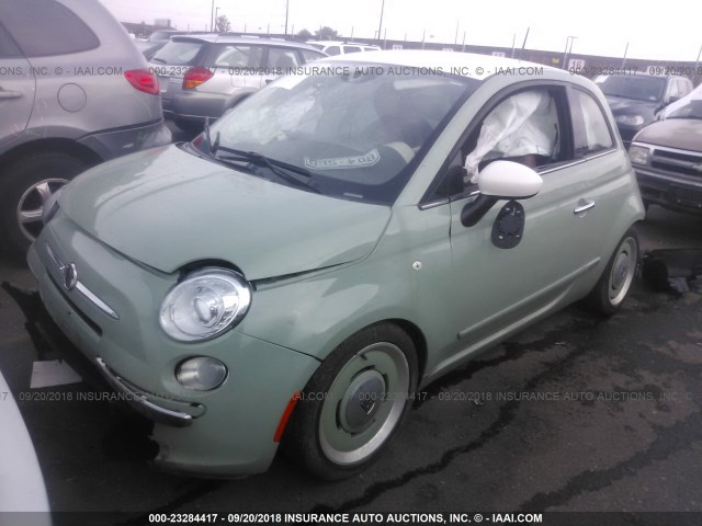 3C3CFFCR6FT537190 - 2015 FIAT 500 LOUNGE GREEN photo 2