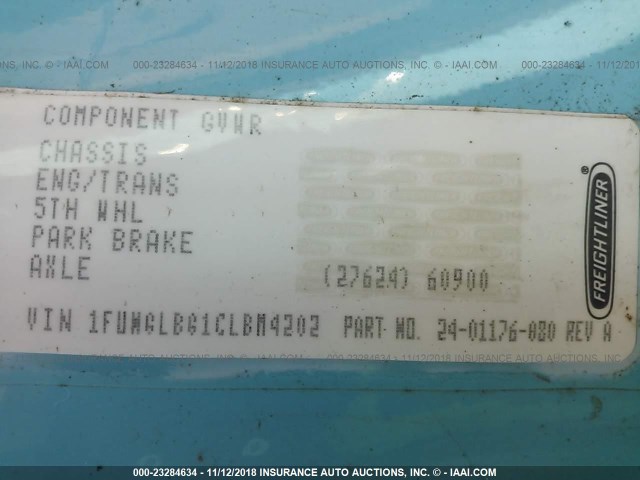 1FUNGLBG1CLBM4202 - 2012 FREIGHTLINER CASCADIA 125  BLUE photo 9