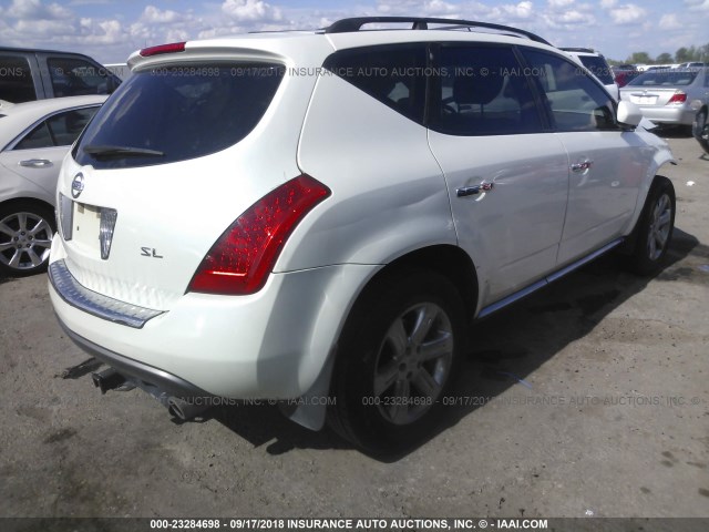 JN8AZ08T77W526601 - 2007 NISSAN MURANO SL/SE/S WHITE photo 4