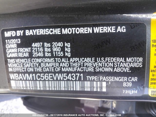 WBAVM1C56EVW54371 - 2014 BMW X1 SDRIVE28I GRAY photo 9