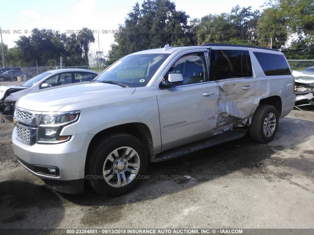 1GNSCJKC2FR675776 - 2015 CHEVROLET SUBURBAN C1500 LT SILVER photo 2