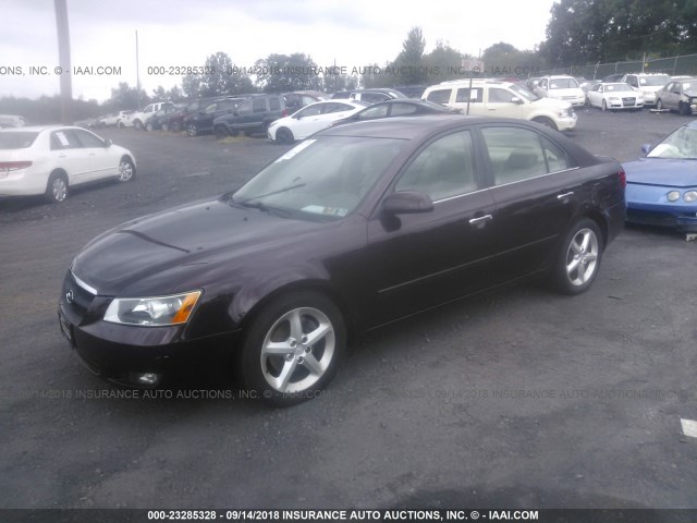 5NPEU46F46H051297 - 2006 HYUNDAI SONATA GLS/LX MAROON photo 2