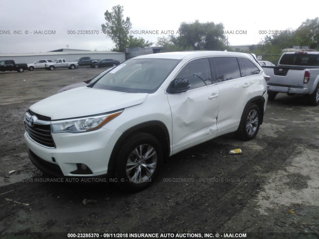 5TDBKRFH2FS195576 - 2015 TOYOTA HIGHLANDER LE/LE PLUS WHITE photo 2