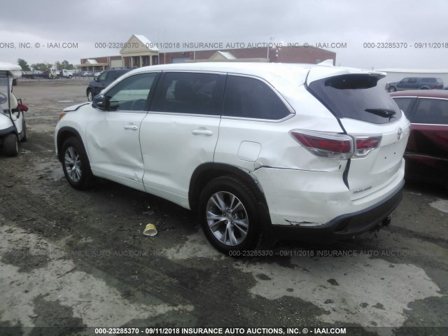5TDBKRFH2FS195576 - 2015 TOYOTA HIGHLANDER LE/LE PLUS WHITE photo 3