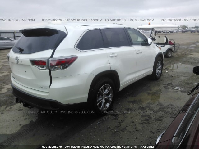 5TDBKRFH2FS195576 - 2015 TOYOTA HIGHLANDER LE/LE PLUS WHITE photo 4