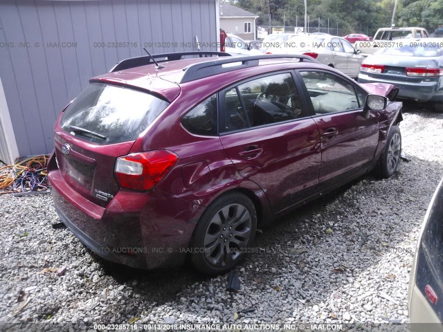 JF1GPAL61DG205376 - 2013 SUBARU IMPREZA SPORT PREMIUM MAROON photo 4